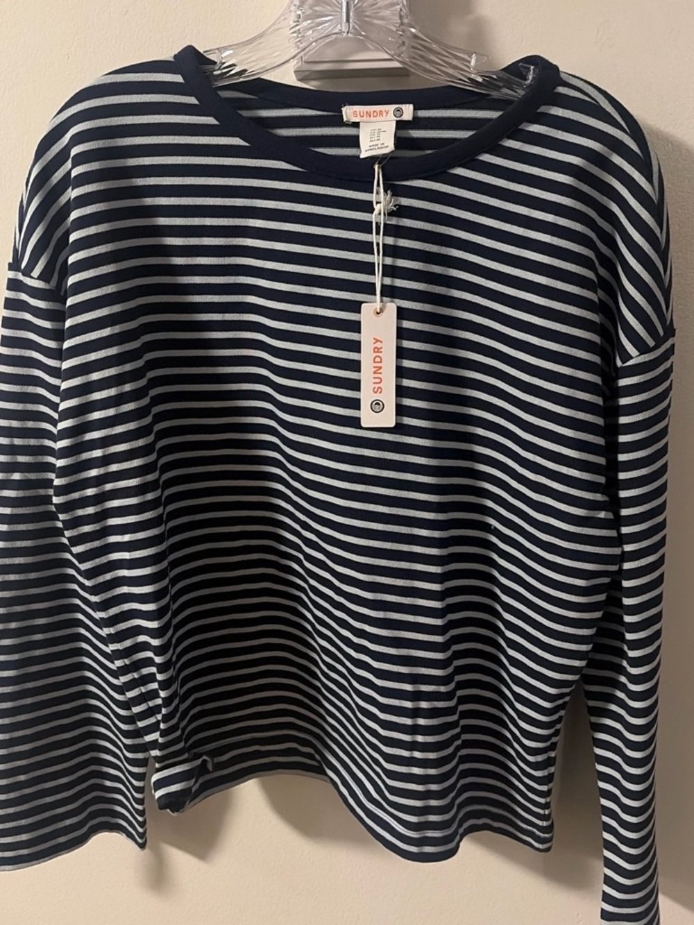 Sundry navy and baby blue Striped Long-Sleeve Top